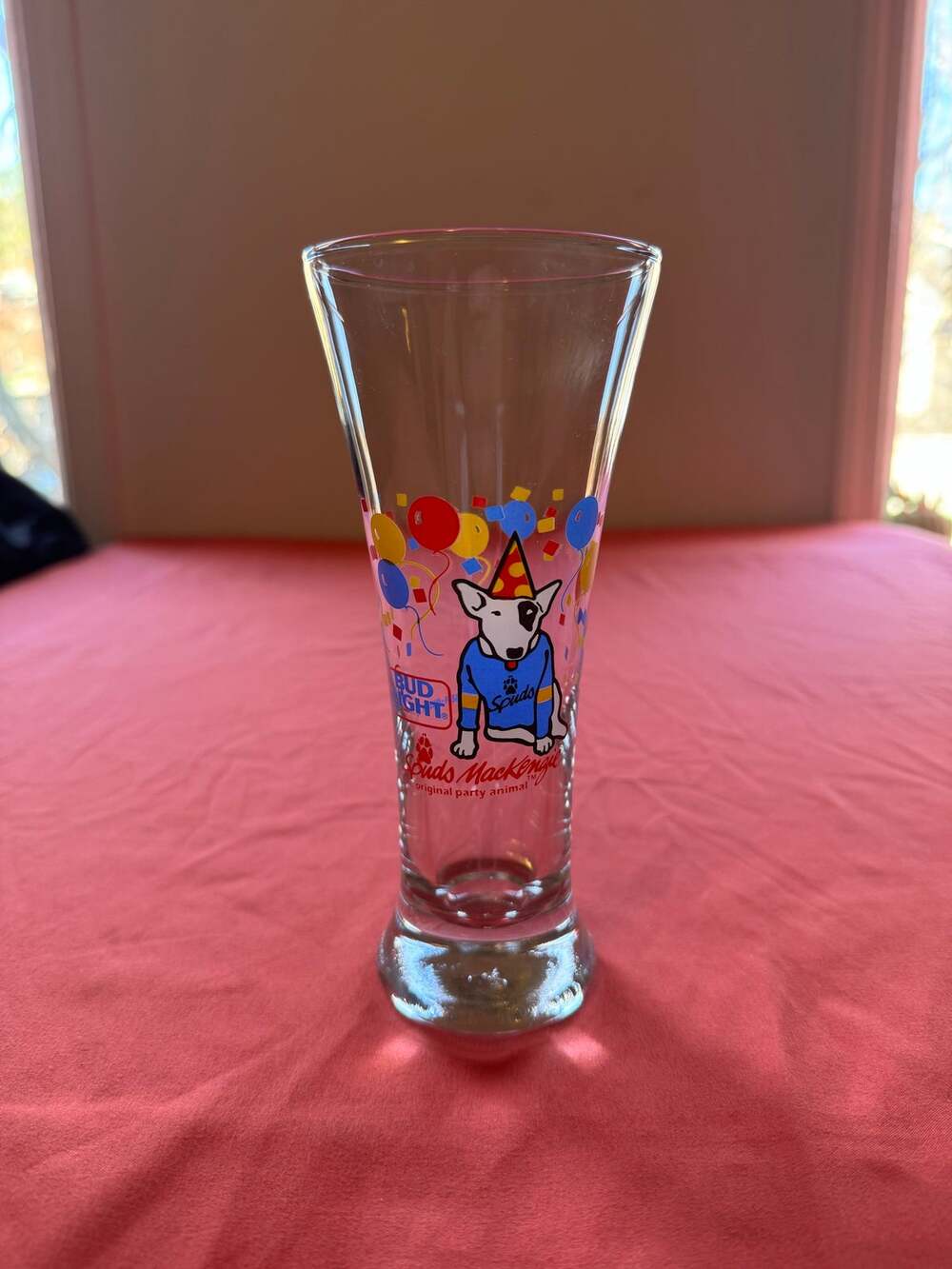 Vintage 1987 Bud Light Spuds MacKenzie Party Animal Pilsner Glass Beer 14 oz